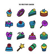 Collection of bakery and cake icons Candy sweet set N5