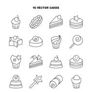 Collection of bakery and cake icons Candy sweet set N6