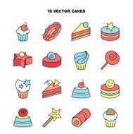 Collection of bakery and cake icons Candy sweet set N7