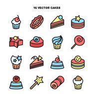 Collection of bakery and cake icons Candy sweet set N8