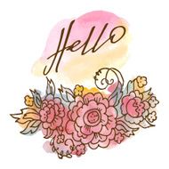 hand drawn watercolor hello greeting card vector