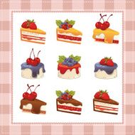 Collection of cakes on white background