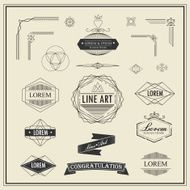 Set of retro vintage linear thin line art deco design