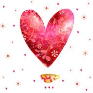 Watercolor red heart Love heart design Valentine day N2