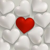 Romantic white and red hearts valentines vector background N2