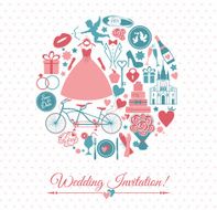 Wedding card invitation of celebration symbols N4