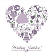 Wedding card invitation of celebration symbols N9