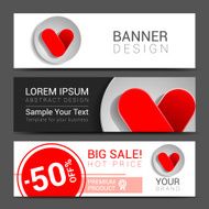 Love set of banners creative heart shape