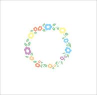 Vector flower different pastel color circle frame background N2