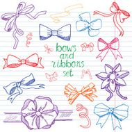 Hand drawn ribbons and bows set vector illustration N2