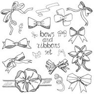 Hand drawn ribbons and bows set vector illustration N3