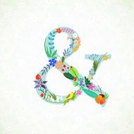 Ampersand Bright floral element of colorful alphabet N2