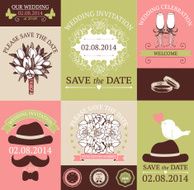 Vector set of decorative wedding cards N3