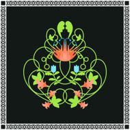 Floral ornament Green swirls and flowers frame border