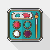 Art palette with paint brush flat icon N3