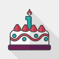 birthday cake flat icon with long shadow eps10 N21