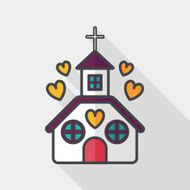 Valentine's Day wedding church flat icon with long shadow eps10 N8