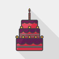 birthday cake flat icon with long shadow eps10 N23