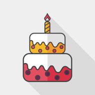 birthday cake flat icon with long shadow eps10 N24