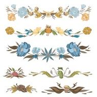 Vintage Floral Vector Vignettes Set