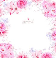 Elegant magnolia and peonies vector frame N2