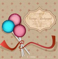 vector vintage background with lollipops candy on a stick N2