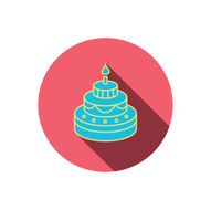 Cake icon Birthday delicious dessert sign N8