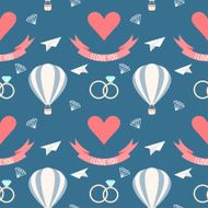 wedding seamless romantic decorative pattern background with cartoon elements N2