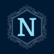 Vector illustration Luxury Monogram logo N14