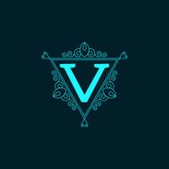 Vector illustration Luxury Monogram blue logo N2