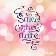 Save the date card on soft colorful background