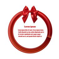 Round design element with red ribbon and bow Vector illustration