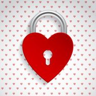 Valentine background with red heart padlock