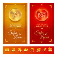 Collection of invitation and wedding symbols N2