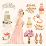 Vector vintage set of decorative wedding elements in style N2