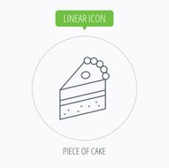 Piece of cake icon Sweet dessert sign N12