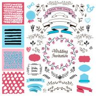 vector set of vintage hand drawn wedding design elements ribbons