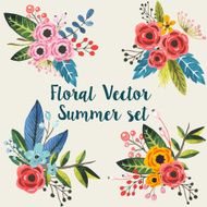 Vector floral bouquet invitation set N2