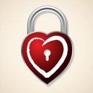 Red heart shaped padlock