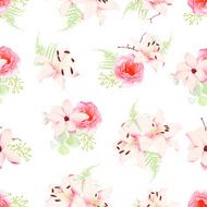 Small romantic bouquets seamless vector pattern N2