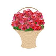 Basket of flowers on a white background Large basket N2