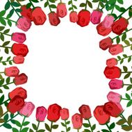 Frame of roses Red background beautiful flowers and location fo N2