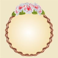 Round frame with whites hibiscus vector N2