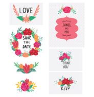 Stylish cards collection with floral bouquets