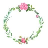 Spring Green Watercolor Wreath with Roses