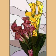 Flowers Calla lilies in the style of stained glass N2