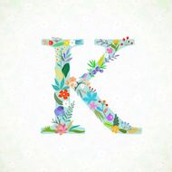 The letter K Bright floral element of colorful alphabet N2