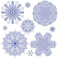 Vector Blue Highly Detailed Snowflakes N2