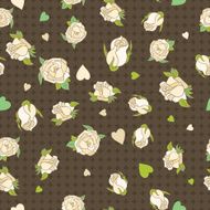 Seamless patern with beige roses on a brown background N2