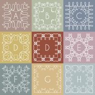 Collection of monochrome monogram design templates